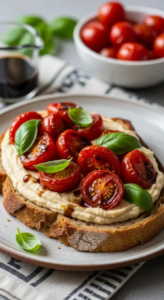 balsamic-roasted-tomatoes-and-hummus-toast