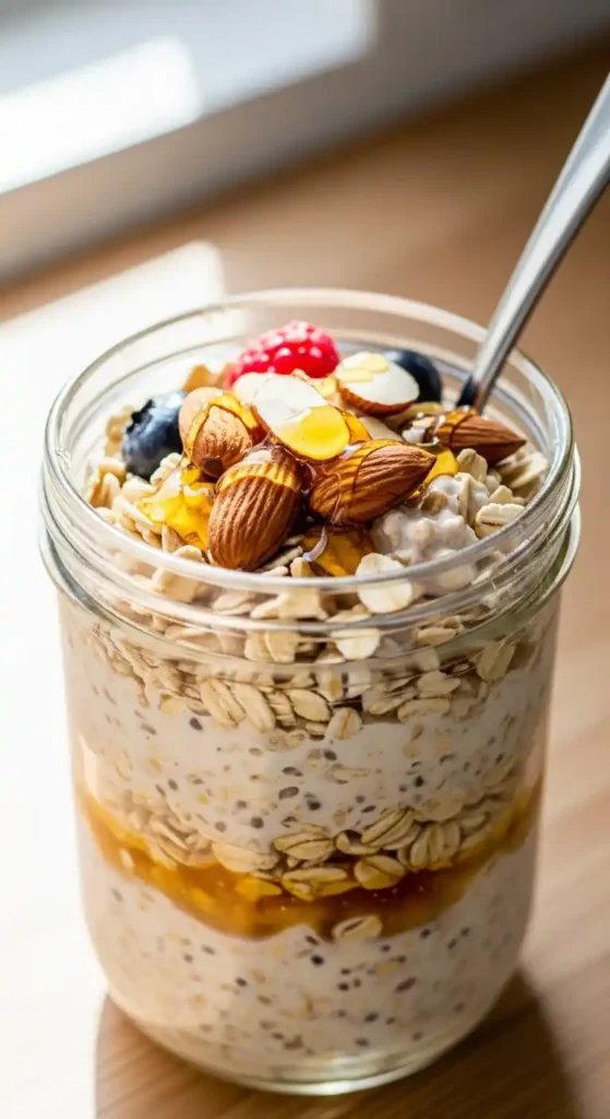 overnight-oats-with-almonds-and-honey
