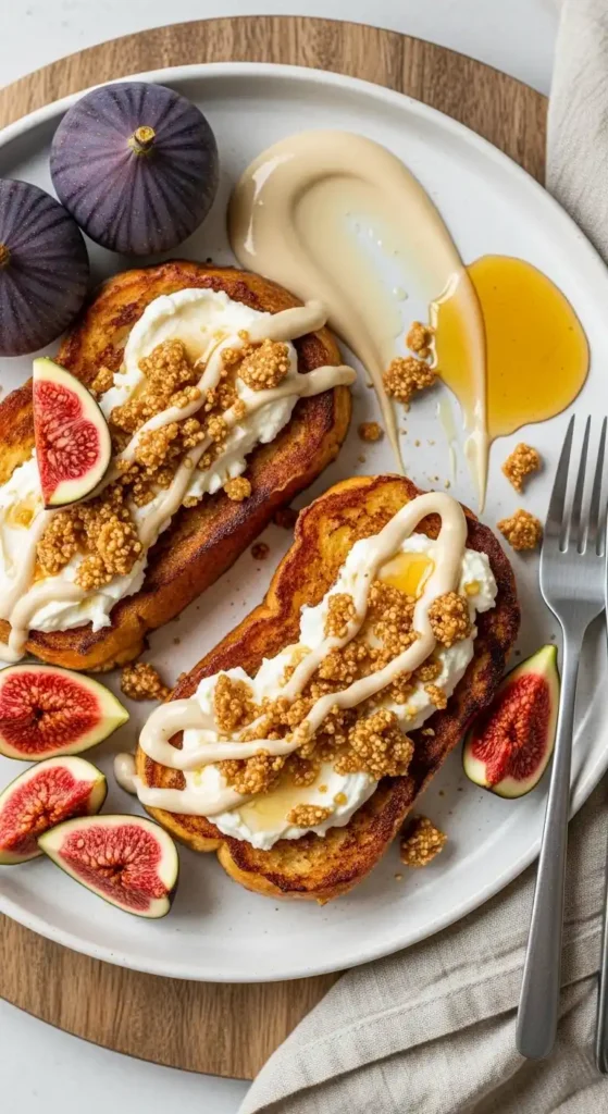 french-toast-with-natural-cream-cheese-halawa-tahini-and-figs