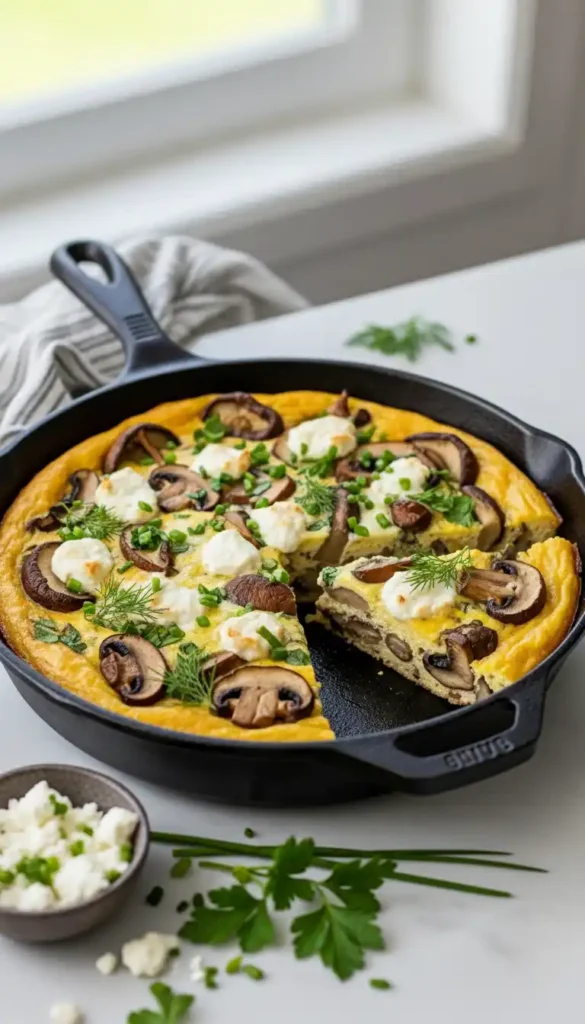 mixed-mushroom-frittata-with-goat-cheese-and-herbs