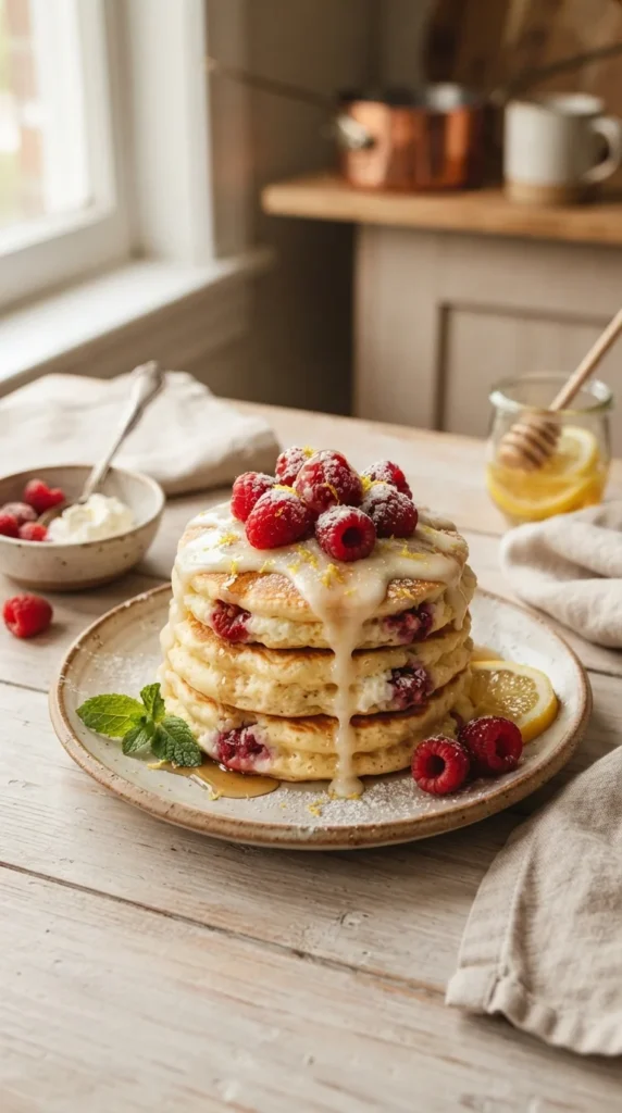 lemon-raspberry-ricotta-pancakes