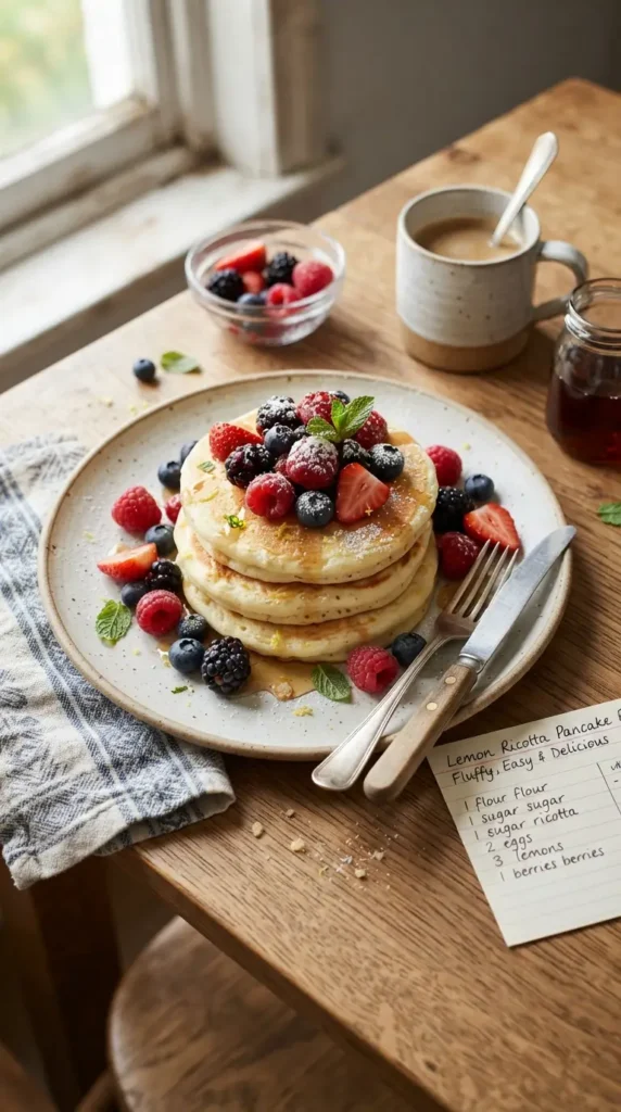 mixed-berry-lemon-ricotta-pancakes